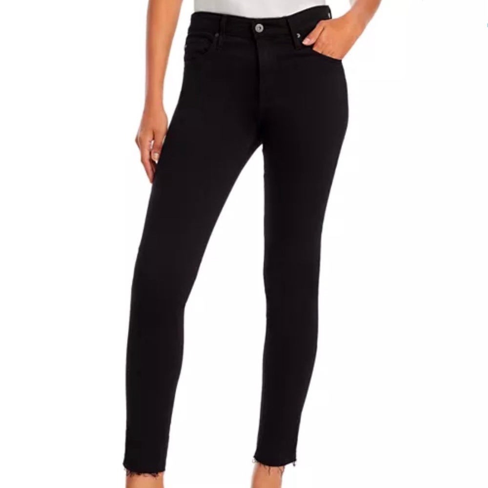 AG Farrah High Rise Raw Hem Ankle Skinny Jeans Black, Size 27
